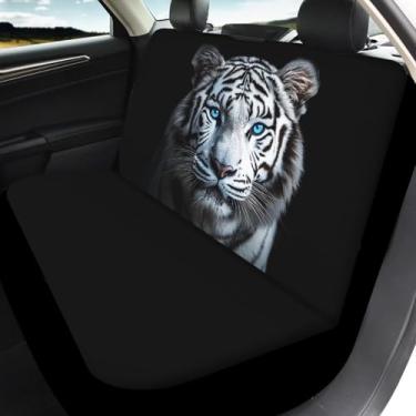 Imagem de ZFRXIGN Capas de assento de banco de tigre branco para caminhões, capas de assento para carros, capa de banco traseiro para mulheres, meninas, ajuste universal para caminhões, sedã, SUV, almofada 3D,