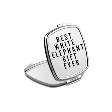 Imagem de SpreadPassion Espelho compacto de elefante branco, presente de elefante branco, melhor espelho fotográfico de elefante branco, espelho de maquiagem de viagem, espelho pequeno de mão, espelho de bolso