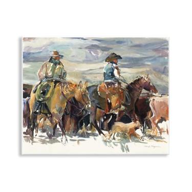 Imagem de Stupell Industries The Roundup Western Painting Wall Plaque Art Design por Marilyn Borglum, 14 x 11