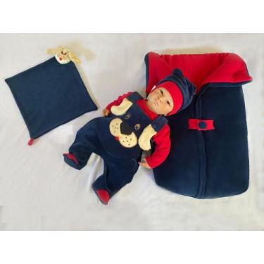 Imagem de Kit Saída Maternidade Menino Inverno Plush Com Saco De Dormir - Cachor