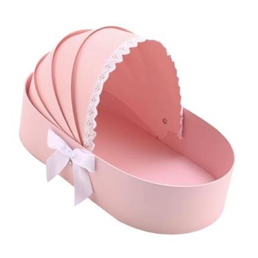 Imagem de Vaveren Caixa de flor de chá de bebê Presentes embalagens para a flor doce, decoração de casa, cesto floral de arranjo romântico de flores do berço, Rosa