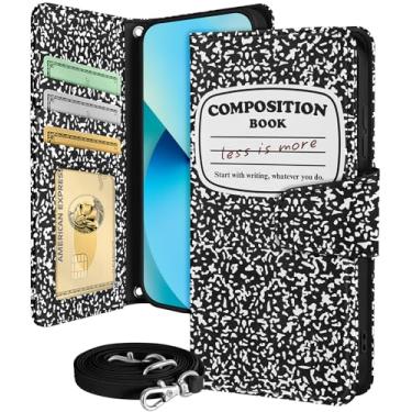 Imagem de Buleens Capa carteira feminina para Samsung Galaxy S23 - com porta-cartões S23 capa flip de couro transversal fofa estética Galaxy S23 capa com alça de suporte para meninas e mulheres, notebook BK WH