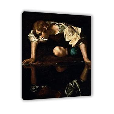 Imagem de Arte de parede em tela clássica emoldurada-Michelangelo Merisi Caravaggio Impressões famosas reprodução de pinturas a óleo - Narzis pôster-arte imagens em tela arte de parede para decoração de casa 50