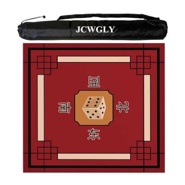 Imagem de Tapete De Mesa Grande Quadrado De Mahjong Com Regras, Toalha De Mesa Mahjong Antiderrapante E Com Redução De Ruído Para Jogos De Pôquer, Cartas, Tabuleiro E Ladrilhos(Red,140x140cm/55.11x55.11in)