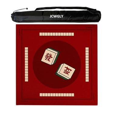Imagem de Tapete Universal De Mahjong Para Mesa Com Bolsa De Armazenamento, Tapete De Jogo Antiderrapante E Redutor De Ruído Para Mah Jong E Pôquer, Toalha De Mesa Grossa(Red,140x140 cm/55.11x55.11 in)