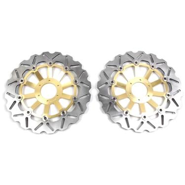 Imagem de 1 par de discos de freio dianteiros flutuantes compatíveis com Honda VTR1000F SUPER HAWK FIRESTORM 1997-2007, peças de acessórios de motocicleta douradas