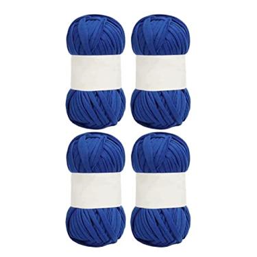Imagem de T-shirt Fios, Fios de Espaguete, Algodão, Cor Brilhante, 5 Pack Rug Yarn for DIY Crocheting Knitting, Pele Macia Amigável (Azul marinho escuro)