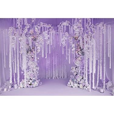 Imagem de Leyiyi 3,6 x 3 m lavanda floral nupcial parede fotografia fundo sonhador roxo claro lilás arco de casamento casamento cerimônia flores chá de bebê decoração de festa de aniversário adereços de vídeo