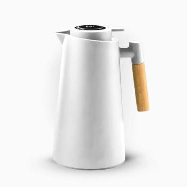 Imagem de Garrafa Térmica com Termômetro 1L – Manutenção Ideal de Temperatura, Prática e Estilosa para Seu Dia a Dia (Branco)