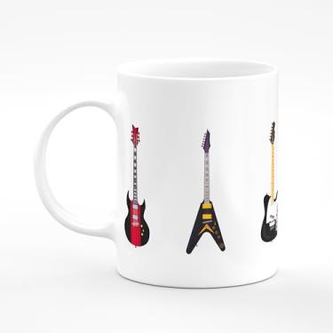 Imagem de Caneca de Cerâmica com Estampa de Guitarras, Design Musical