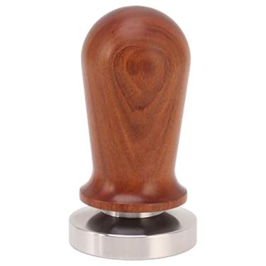 Imagem de Tamper de café GRCFUMO, calcador de base de aço inoxidável, calcador de pó de café, ferramenta de prensa de grãos de café, calcador de café com cabo de madeira para café (53mm)
