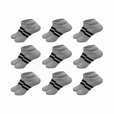 Imagem de Kit 10 Pares de Meias Cano Curto Algodão Cinza M7 - QLC SPORT, Cinza, 