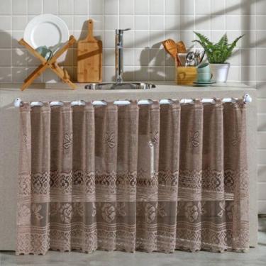 Imagem de Cortina de Renda Para Pia Cozinha 2,00 x 0,80 Nude Escuro - Quiz Magaz