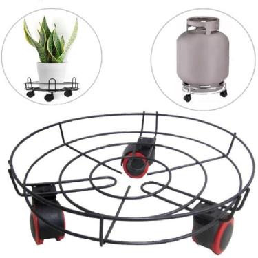 Imagem de 2 Suportes Botijão Gás Vaso em Metal Organizador 3 Rodinhas - Fx