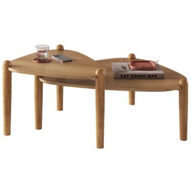 Imagem de Kit 02 Mesas de Centro Para Sala de Estar Pés Madeira Trium A03 Hanove