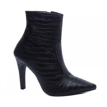 Imagem de Bota Cano Curto Feminina Torricella Salto Alto Fino Sapato Macio Preto