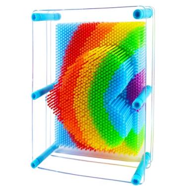 Imagem de Sharkwill 3D Pin Art Intelectual Fun Toy Rainbow Pin Art Palm Board extra grande (15,2 x 20,3 cm) desperta senso de imaginação inovadora criatividade ilimitada, Plástico