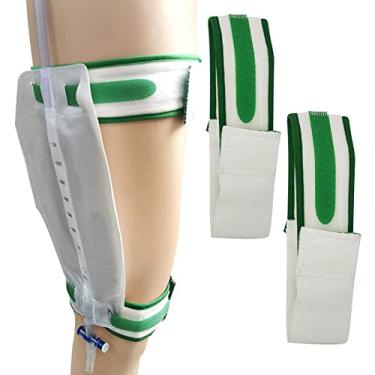 Imagem de 2 peças de suporte de bolsa de perna de cateter alça de perna suporte de tubo de drenagem urinária dispositivo de estabilização de cateter antiderrapante anti irritação suporte de cateter verde