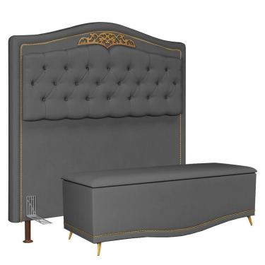 Imagem de Cabeceira Casal King 195Cm Com Baú Imperial J02 Chumbo