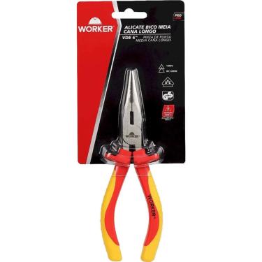 Imagem de Alicate de Bico Meia Cana Reto 6 vde - Worker