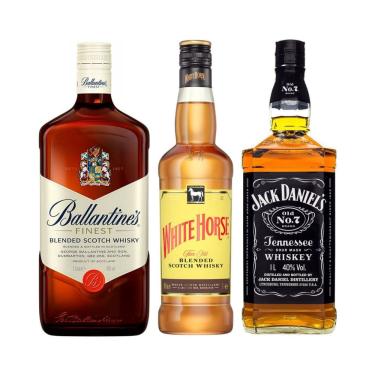 Imagem de Whisky Ballantine's 1L + White Horse 1L + Jack Daniel's 1L