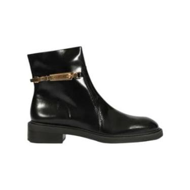 Imagem de Bota Feminina Schutz Couro Fivela Cano Baixo Preto-Feminino
