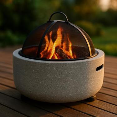 Imagem de Churrasqueira e Lareira de Porcelana com Design Sofisticado para Áreas Externas e Camping ao Ar Livre (Branco)