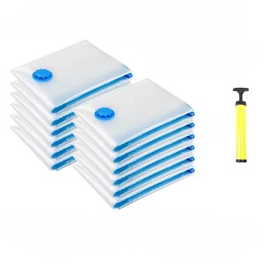 Imagem de Kit de 8 sacos com zíper de vácuo para embalagem de armazenamento de roupas e bomba(70x110)