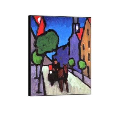 Imagem de Gabrieel Mutner pinturas famosas arte de parede para sala de estar - imagem de arte clássica - cavalo e carrinho - reprodução em tela - pôster moldura preta 30 x 40 cm 12 x 16 pol