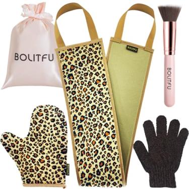 Imagem de BOLITFU Kit Com 4 Luvas Aplicadoras Para Autobronzeador, Luva Autobronzeadora, Aplicador Autobronzeador Nas Costas, Esfoliante, Pincel De Bronzeamento Facial Ponta Plana, Autobronzeadora Sem Sol (Le