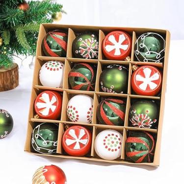 Imagem de Decorazioni dell'albero di Natale, 16 PZ Set di ornamenti Della sfera di Natale, Degli ornamenti di Natale Balls Shatterproof Hanging Ornaments Kit (D - vermelho e verde)