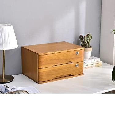Imagem de Caixa de armazenamento de secretária com gavetas - arquivador de secretária, caixa de armazenamento de mesa de madeira com gavetas com fechadura, armário de secretária com gavetas, organizador