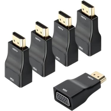Imagem de URELEGAN Pacote com 5 HDMI para VGA, conversor adaptador HDMI para SVGA (VGA 15 PIN) 1080P@60Hz cabo macho para fêmea para computador, desktop, laptop, PC, monitor, projetor, HDTV e mais