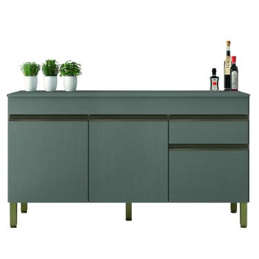 Imagem de Balcão Gabinete de Cozinha 3 Portas 1 Gaveta com Tampo 1,50m Line Kit`s Paraná