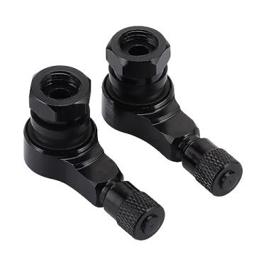 Imagem de GOOFIT 1 par de hastes de válvula de pneu de alumínio CNC 90 graus para motocicleta 11,3 mm/10 mm roda de aro sem câmara de ar de substituição para motocicleta