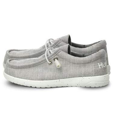 Imagem de Hurley Mocassins infantis de renda elástica, sapatos de lona para meninos e meninas - Confortável, durável, elegante - Tênis infantil moderno, sapatos de bico largo para uso diário, Cinza Multi-2, 5