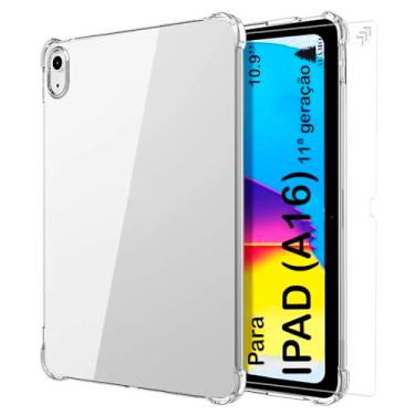 Imagem de Capa case capinha Silicone Tpu com pelicula Para Apple iPad (A16) 11º geração A3354 A3355 A3356 Tela10.9 Polegadas ano 2025 Anti Impacto, Anti Shock - Alamo