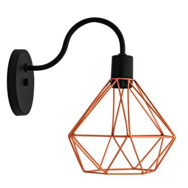 Imagem de Arandela Diamante Retro Luminária Aramada Vintage Cobre - Poptem