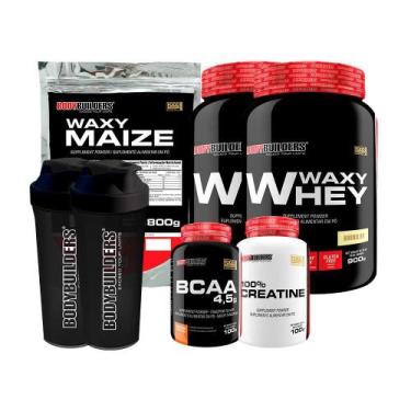 Imagem de Kit 2X Waxy Whey Baunilha Waxy Creatina Bcaa 2X Coqueteleira - Bodybui