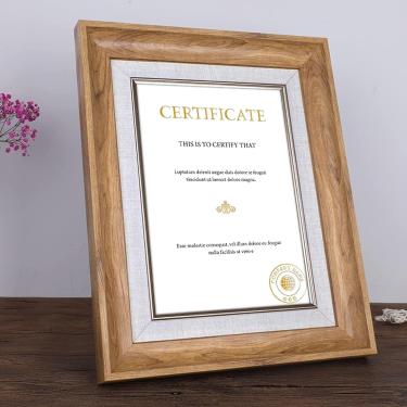 Imagem de Moldura A4 / B4 / A3 Para Foto,molduras Para Certificado,documento Ou Diploma,suporte De Exibição De Fotos De Moldura, Walnut, Certificate (21 × 28.5cm）
