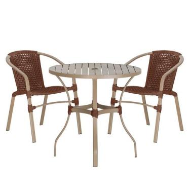 Imagem de 02 Cadeiras Floripa e Mesa Roma 80Cm Fendi e Corda Nautica Trama Origi