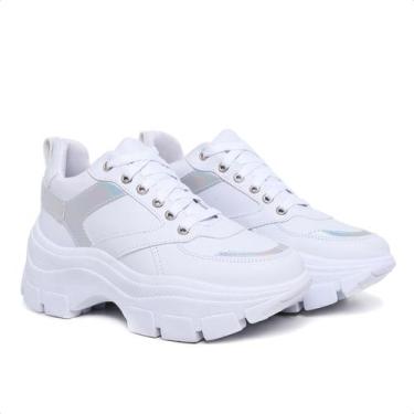 Imagem de Tênis Plataforma Chunky Branco  Estilo, Altura e Conforto em um Só Pro
