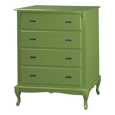 Imagem de Cômoda Luiz Xv 4 Gavetas 1030 Laca Verde Musgo