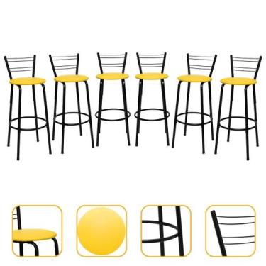 Imagem de Kit 6 Cadeiras Alta 70cm Flórida Cozinha Varanda Bancada Piscina Ilha 