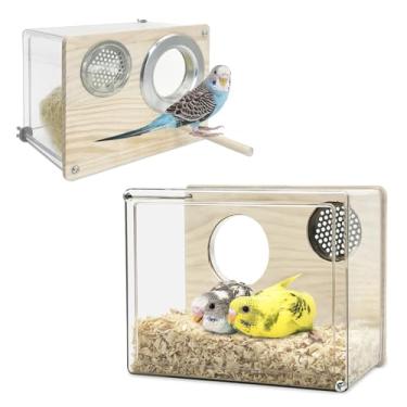 Imagem de PINVNBY Caixa de nidificação de periquito de acrílico transparente Caixa de reprodução de periquito ninho de pássaro para gaiola para casa de pássaros com poleiro para papagaios, calopsitas