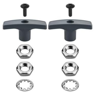 Imagem de Pacote com 2, substituição de manípulo de válvula de resíduos de plástico cinza para haste de extensão de válvula com 4 porcas, 2 parafusos e 2 juntas
