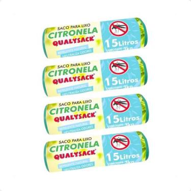 Imagem de Combo 4 Saco De Lixo Pia e Banheiro com Aroma Citronela 60 Un - 15L - 