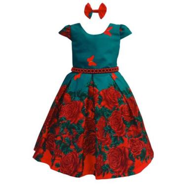 Imagem de Vestido Juvenil Infantil Menina Casual Estampado Urso E Flores - Lele 