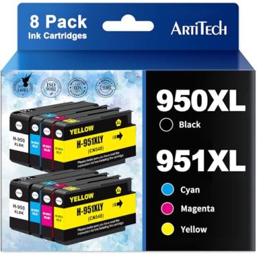 Imagem de ARTITECH Cartucho de tinta de substituição compatível 950XL 951XL para HP OfficeJet Pro 8600 8610 8620 8100 8630 8660 8640 8615 76DW 251DW (2preto, 2ciano, 2magenta, 2amarelo)