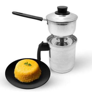 Imagem de Cuscuzeira Individual de Alumínio Polido, 23 cm de Altura, Cozimento Uniforme, Ideal para Porção Individual